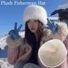 Ear Protection Fisherman Hat Plush Mongolian Cap Fashion Fluffy Fur Bucket Hat Women