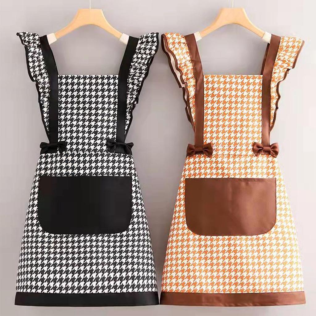 Canvas Apron, Thousand Bird Plaid Cover, Kitchen, Cooking, Waist, Restaurant, Work Clothes, Women