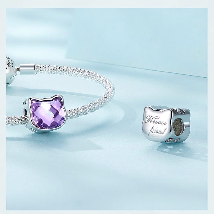 Серебряные бусины Ziyun «Цветной кот» из серебра 925 пробы – Милые питомцы, бусины для браслета «Сделай сам» SCC2469