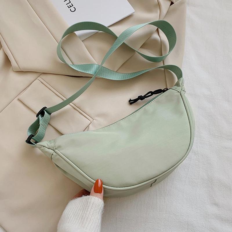 Yogodlns Casual Nylon Shoulder Dumpling Bag Light Crossbody Bag Large Capacity Waist Bag Fashion Half-moon Hobo Bag Clutch
