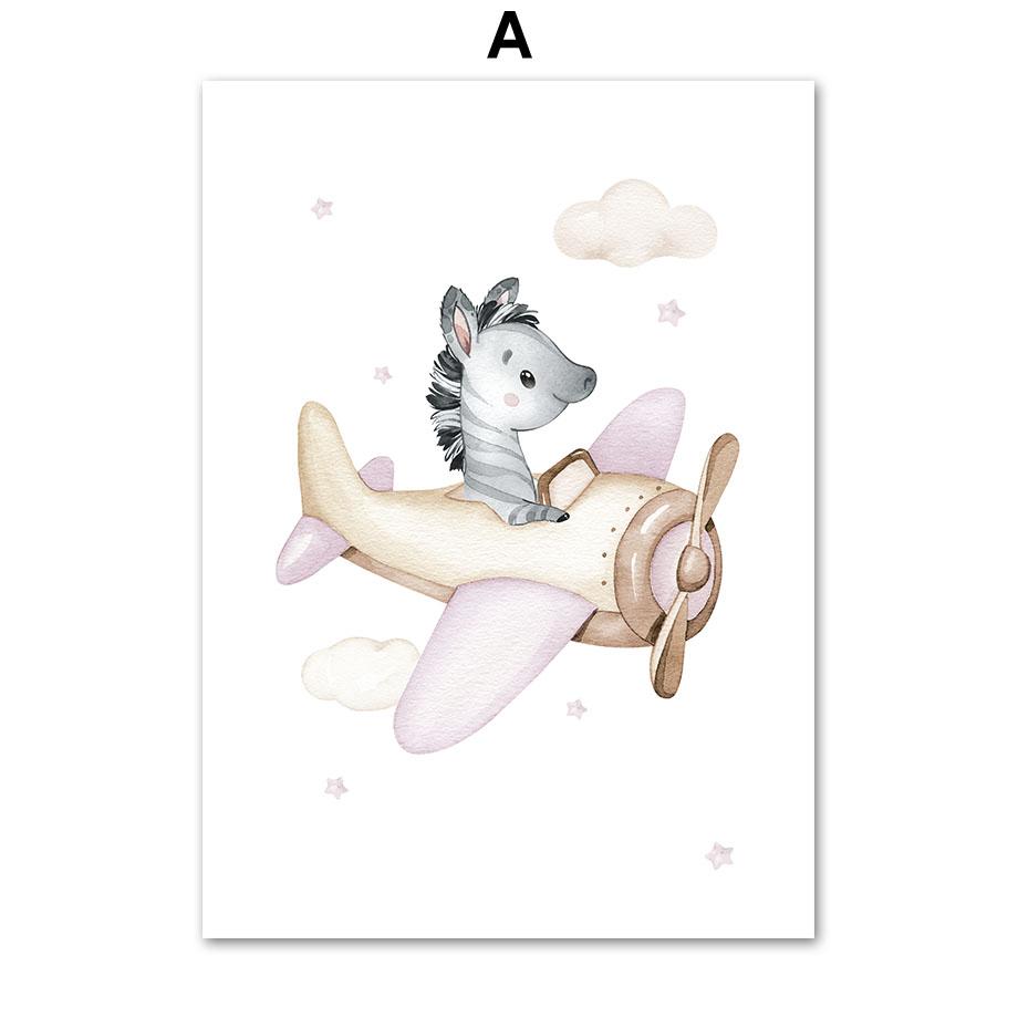 Летающие животные самолет воздушный шар дирижабль детская настенная живопись на холсте плакат на скандинавскую тему и принт девушка комната домашний декор