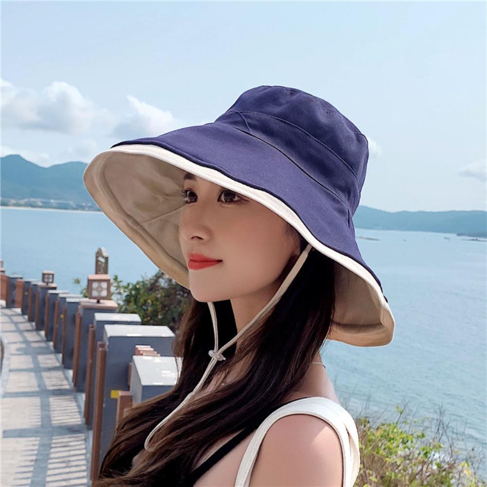 Soft Double-sided Wear Fisherman's Hat Versatile Bucket Hat Practical Women Sun Hat Vacation