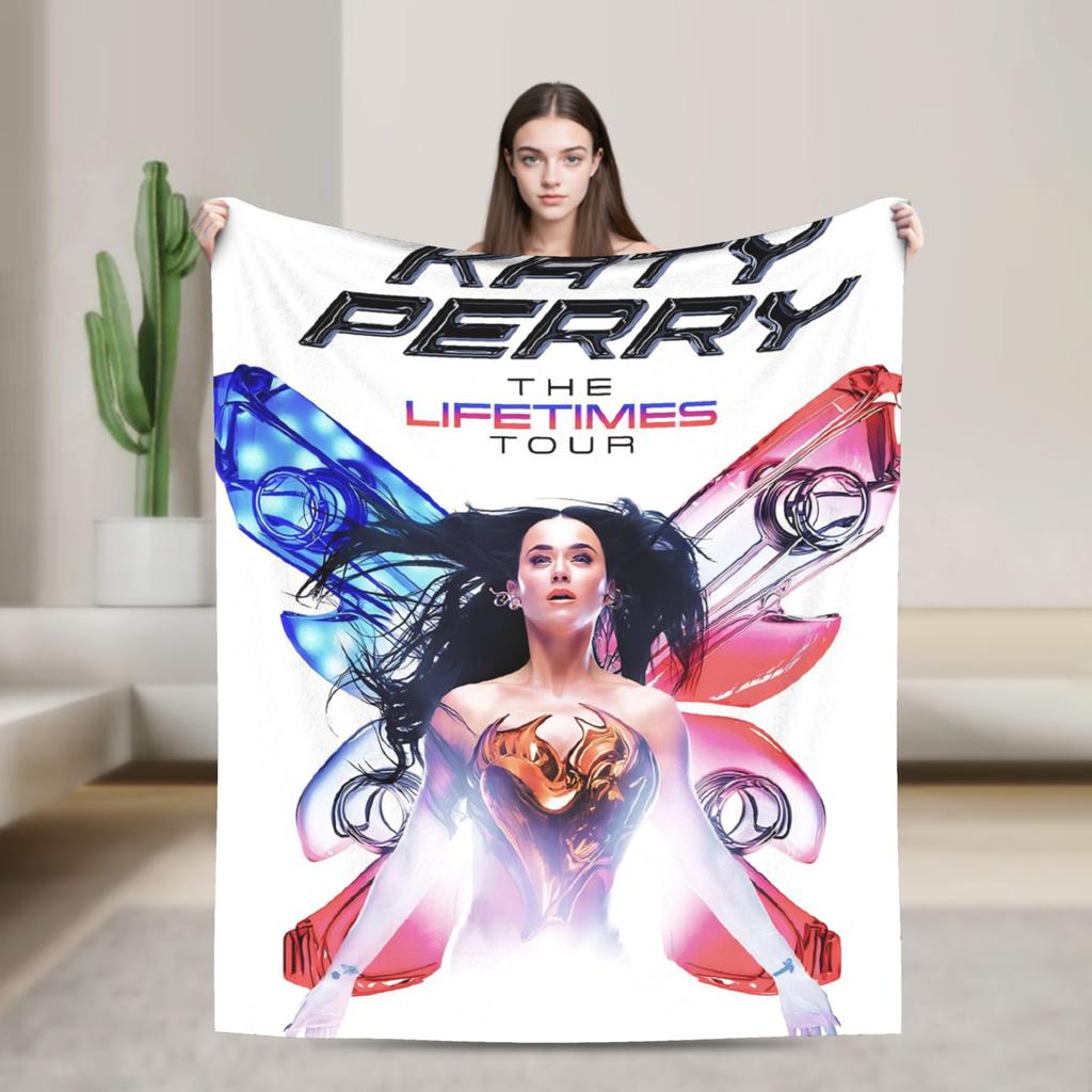 Perry Tour 2025 Katy Butterfly Blanket Super Warm Street Trend Plush Throw Blanket For Outdoor Flannel Bedspread Bed Cover