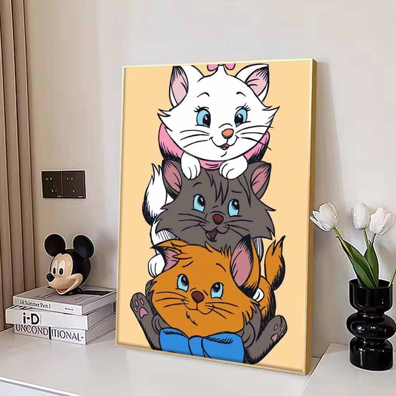 Disney Diamond Painting 5D DIY Kitty Adventure Three Siblings Stacked Illustration Art Mosaic Embroidery Decoration Cross Stitch Gift