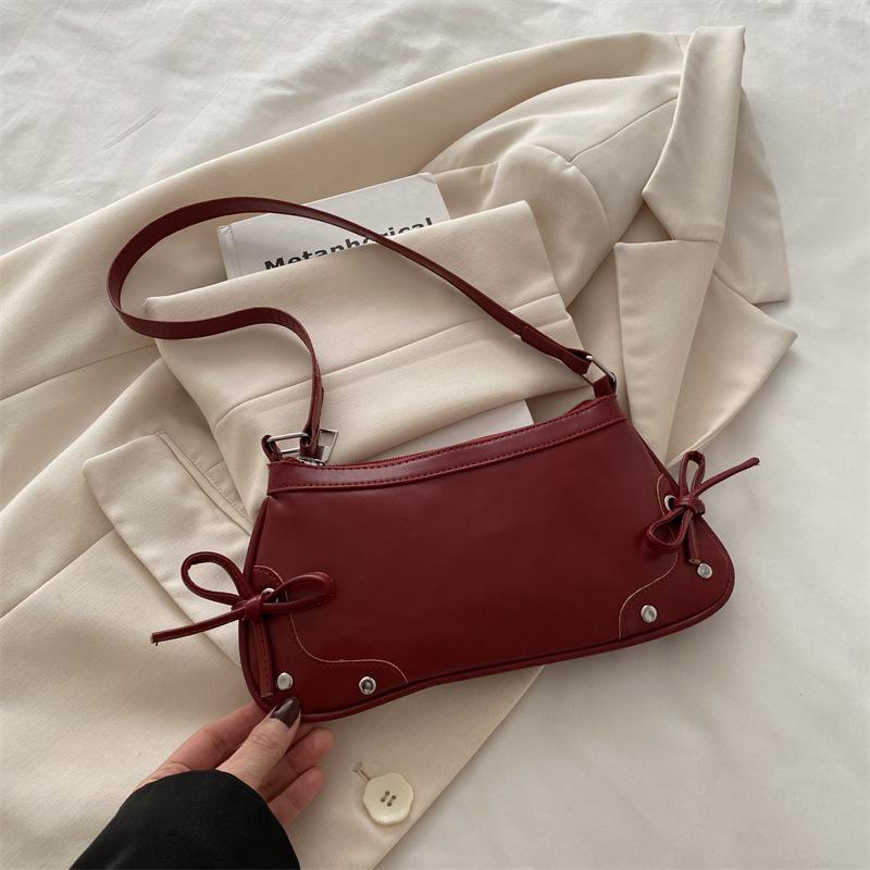 Bag Women's Fashion 2025 New Bow Leopard Print One Shoulder Portable Underarm Bag Fashion Popular Bag