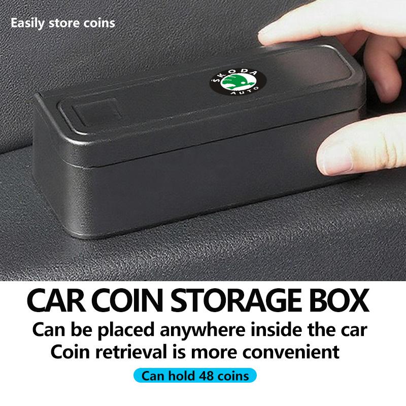 AAAAN1 Larger Capacity Car Coin Storage Box Coin Organizer Container Holder Case For Skoda Fabia 1 2 Octavia a7 RS Superb Rapid Yeti