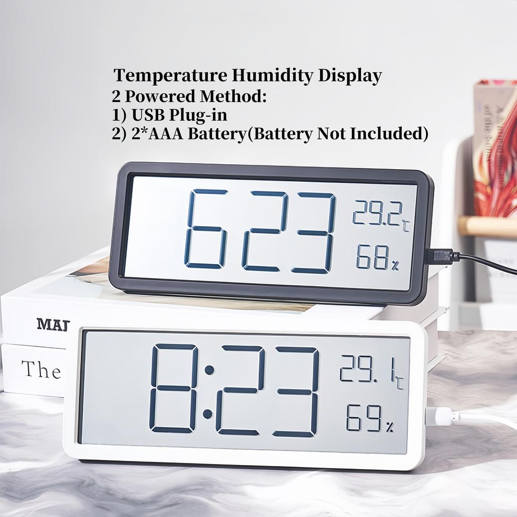 Battery Powered Digital Wall Clock TEMP Humidity Date Comfortableness Table Clock 12/24H LCD Clock For Living Room Home Decor