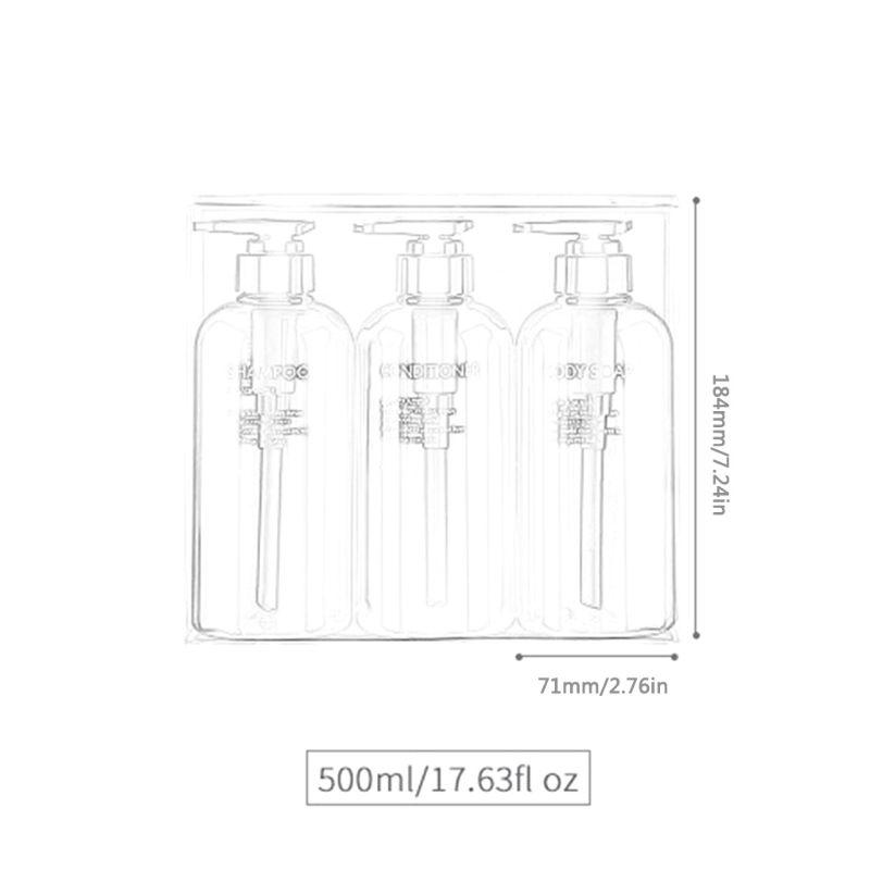 3 шт., 500 мл, набор бутылок, шампунь, гель для душа, кондиционер для волос, пресс-насос, дозатор мыла, бутылка для ванной комнаты