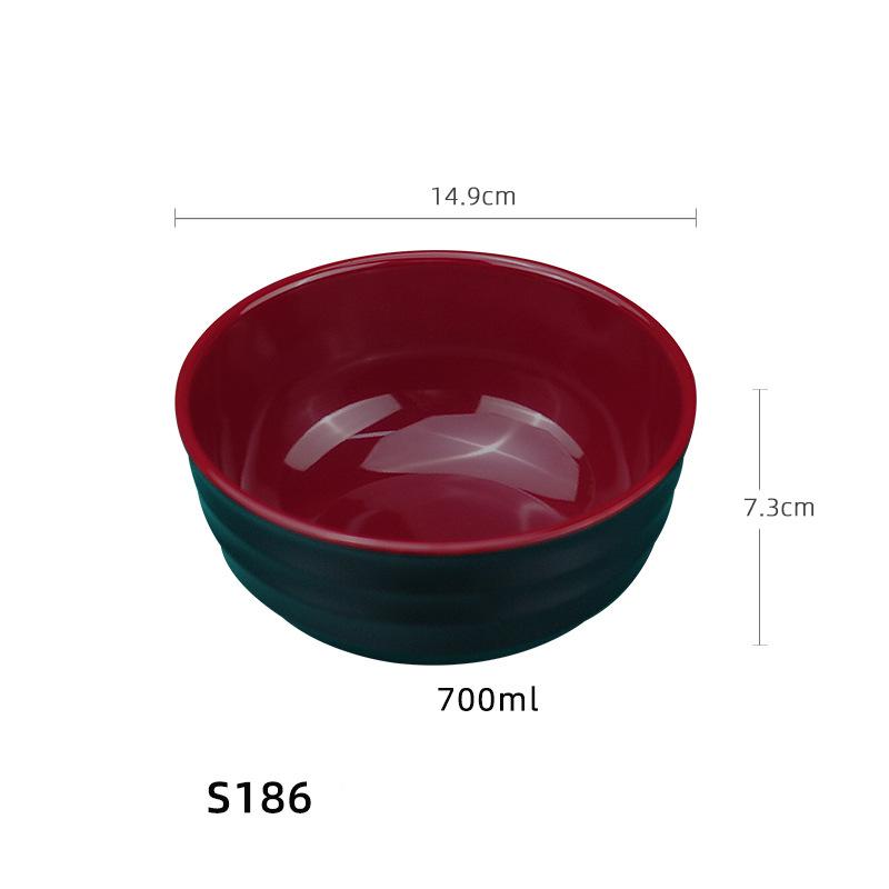 Black-Red Melamine Ramen Bowl Imitation Porcelain Fruit Salad Fast Food Tableware Frosted Noodles Rice Bowls Kitchen Accessories