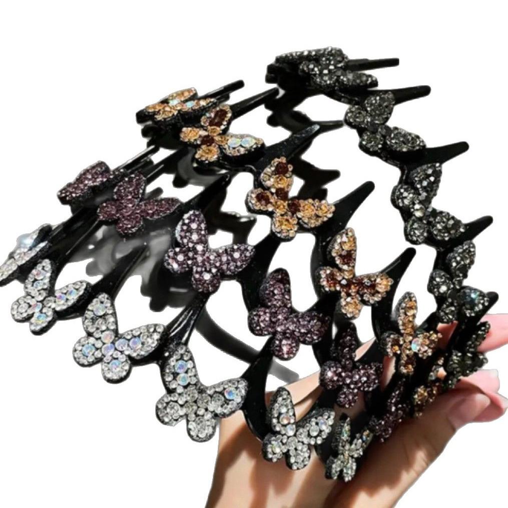 2024 года Волнистая повязка на голову со стразами и противоскользящими зубцами для женщин - Сверкающая повязка на голову и аксессуар для волос