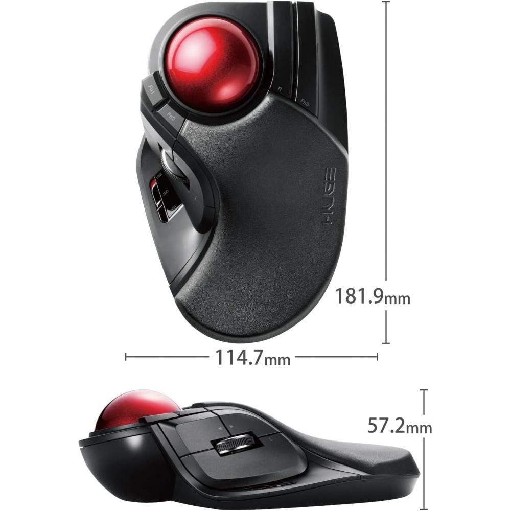 ElecoM Wireless Mouse Trackball Large 8 Buttons Tilt Function Black M Ht1drxbk
