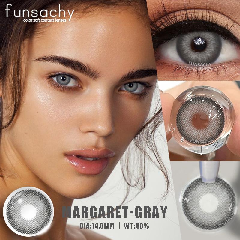 FUNSACHY 1 Pair Grey Colored Contact Lenses Natural Color Brown Lenses for Eyes Blue Cosmetics Pupil Eye Makeup Lens Yearly Use