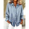 Fashion Gradient Single-Button Women's Shirt Casual Everyday Comfortable Long-Sleeve Collared Shirt Loose-Fit Shirt