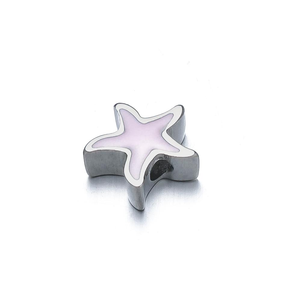 5Pcs 10mm Stainless Steel Morandi Color Enamel Starfish Beads Star Charm DIY Jewelry Making Summer Woven Bracelet Girls Findings