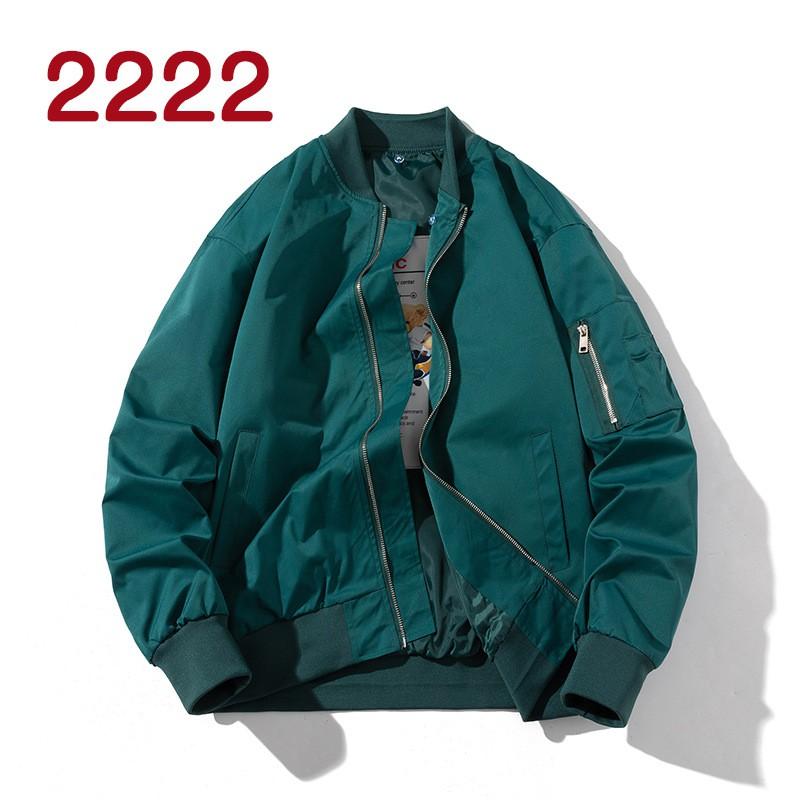Mens Streetwear Bomber Jacket Teens - Solid Color Zipper Front Ribbed Hem Long Sleeve Lightweight Outerwear