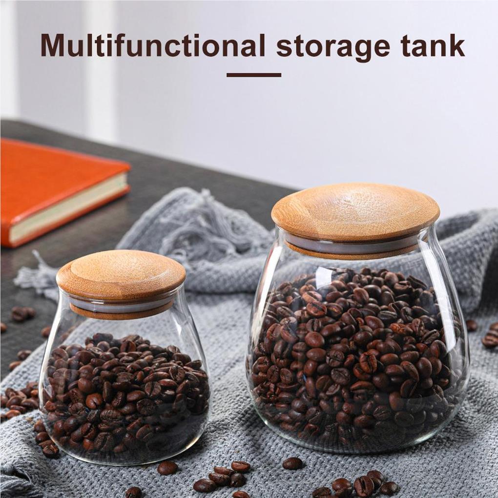 Бытовая банка для хранения печенья с травами в форме гриба, стеклянная банка для кофейных зерен с деревянной крышкой, кухонные гаджеты, аксессуары
