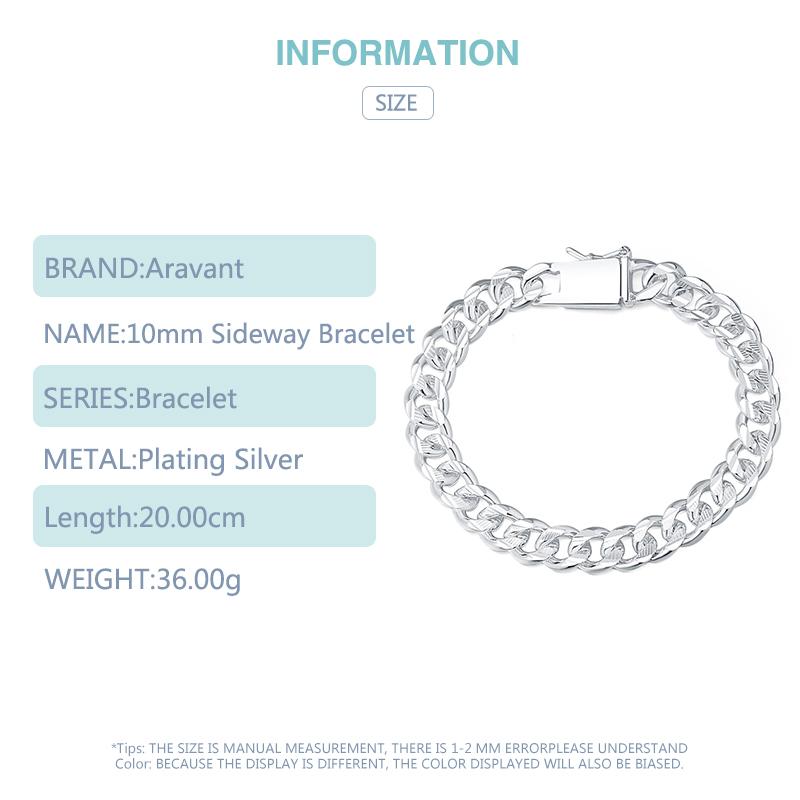 10 мм мужской браслет из серебра 925 пробы, браслеты-цепочки для женщин, оптовая продажа, модные ювелирные изделия, подарок