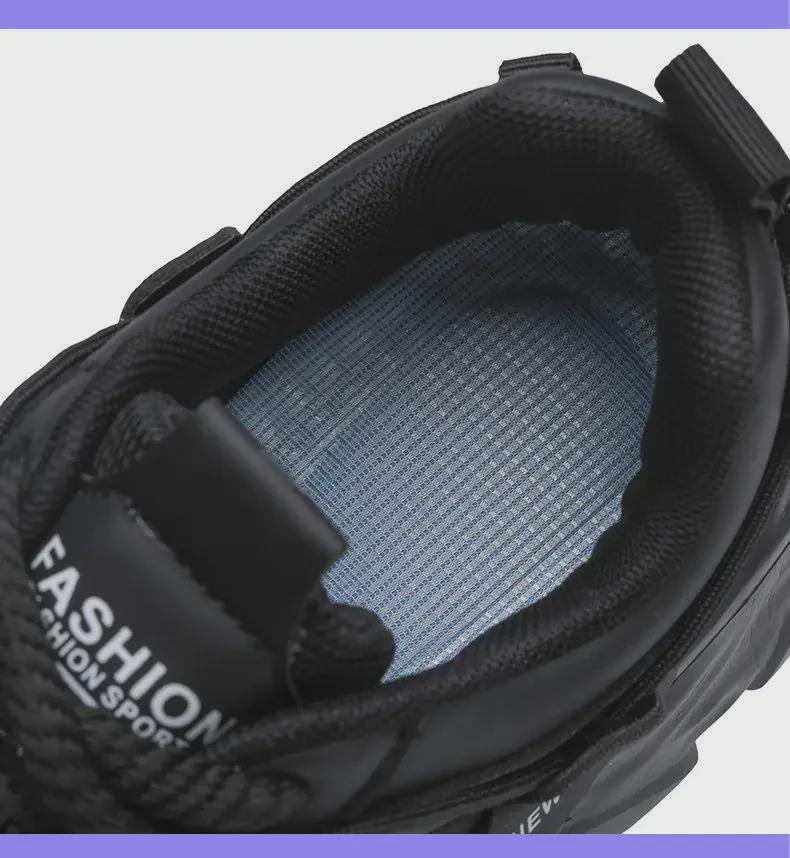 Мужские летние дышащие кроссовки Black Warrior Trendy - толстая подошва, универсальные, модные, черные кроссовки Dad