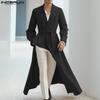 Autumn Men Long Sleeve Belt Irregular Long Cardigan Coats Outwear