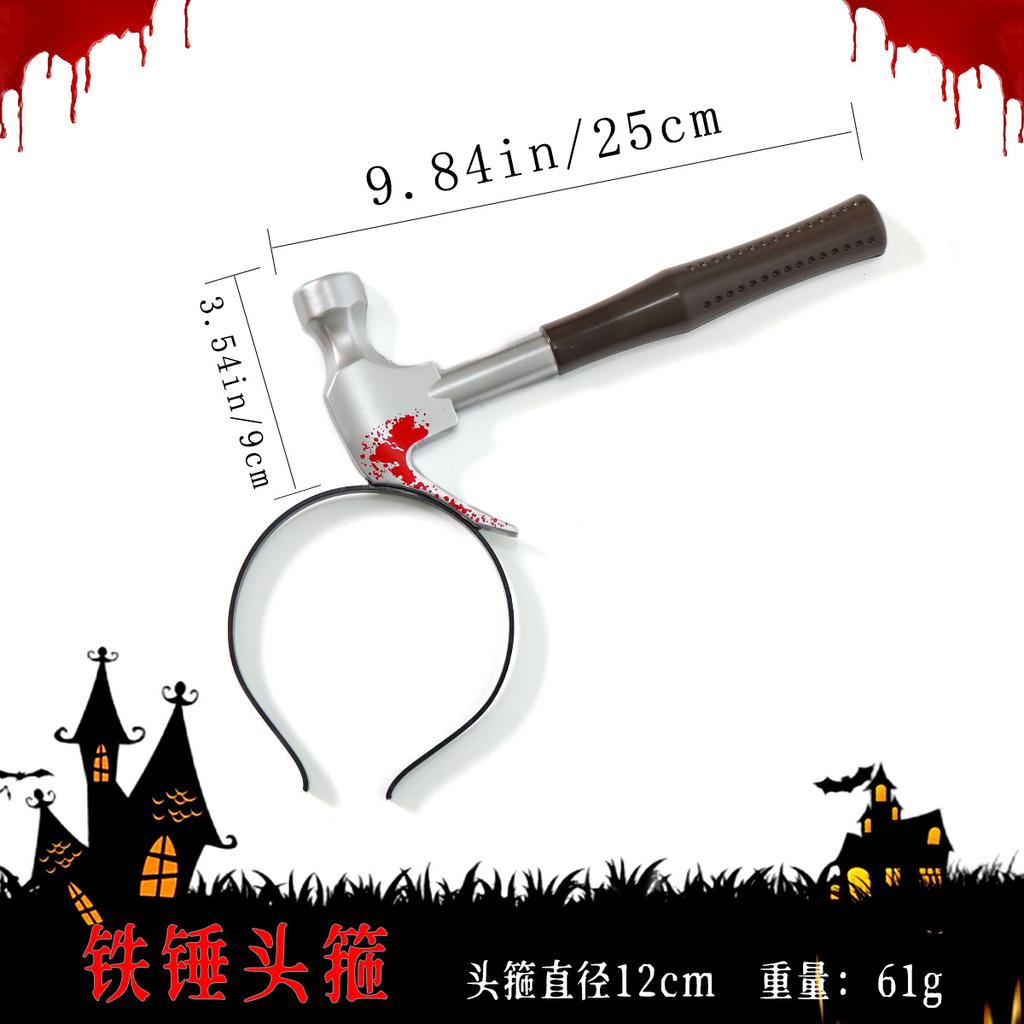 Halloween Head Props, Ghost Festival Horror Spoof Trick, Head Axe Wrench Needle Head Buckle Headdress