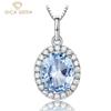 Ювелирные изделия S925 стерлингового серебра синий овальный элегантный геометрический кулон ожерелье для женщин изысканные ювелирные изделия высокого качества подарок на День святого Валентина