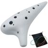 Aestivate Plastic Ocarina, 12-Hole Alto C Key, Plastic AC Ocarina with Brass Pipe (White)