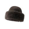 Autumn and Winter Imitation Mink Mongolian Hat Women's High Sense Lady Wind Mink Bucket Hat Big Head Circumference Warm Ear Protector Basin Hat