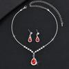 Necklace Earrings Set Party Banquet Jewelry Bridal Wedding Red Water Drop Glass Necklace Earrings