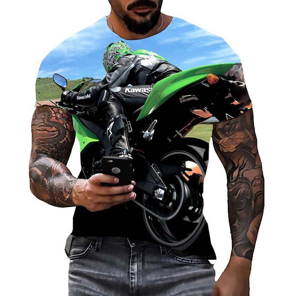 Крутая футболка с гоночной графикой, 3D-принт с изображением мотоцикла, мужская и женская футболка, летние модные топы, футболка в стиле панк, уличная одежда больших размеров