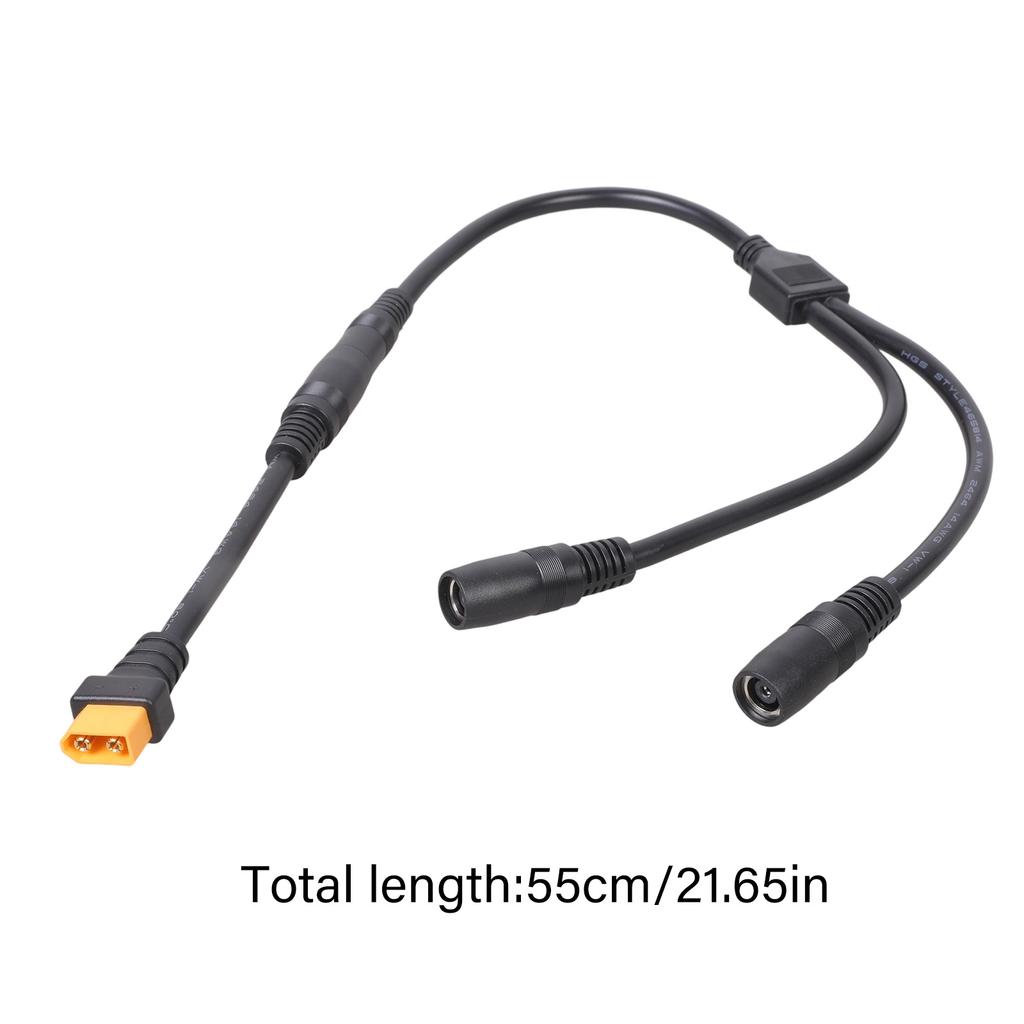 Двойной кабель-адаптер DC8020 Female на XT60 Male 55 см, толстый провод 14AWG, ПВХ и медная текстура для дронов, электростанций