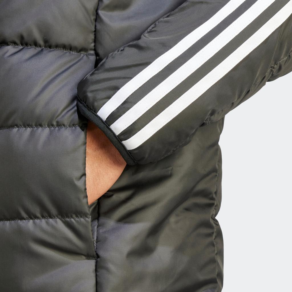 Adidas Man Essentials 3-Stripes Light Down Hooded Parka Winter Jacket Black (HZ8522)