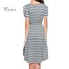 Летнее платье для мамы и грудного вскармливания, открывающаяся полоска спереди с круглым вырезом, неровный подол, с короткими рукавами, ночная рубашка для беременных, платье миди