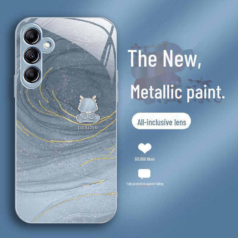 Gilded Dragon Case for Samsung A14, S21, A22, A31 - Dragon Year Design, High-End Glass Finish