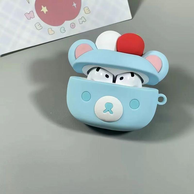 Чехол для Airpods, разработанный для Airpods 1/2/3/4/Pro/Pro2, Аниме Рилаккума, Очаровательный Медведь с вишней, Аксессуары, Модные Игрушки, Ударопрочный Силикон, Подарки