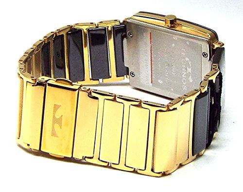 TECHNOS Мужские часы Classic Ceramic Black Dial с браслетом из натуральной кожи TSM903GB-SET