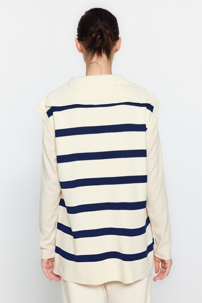 Женский модный стильный свитер в хиджабе, черный трикотаж в полоску с матросским воротником