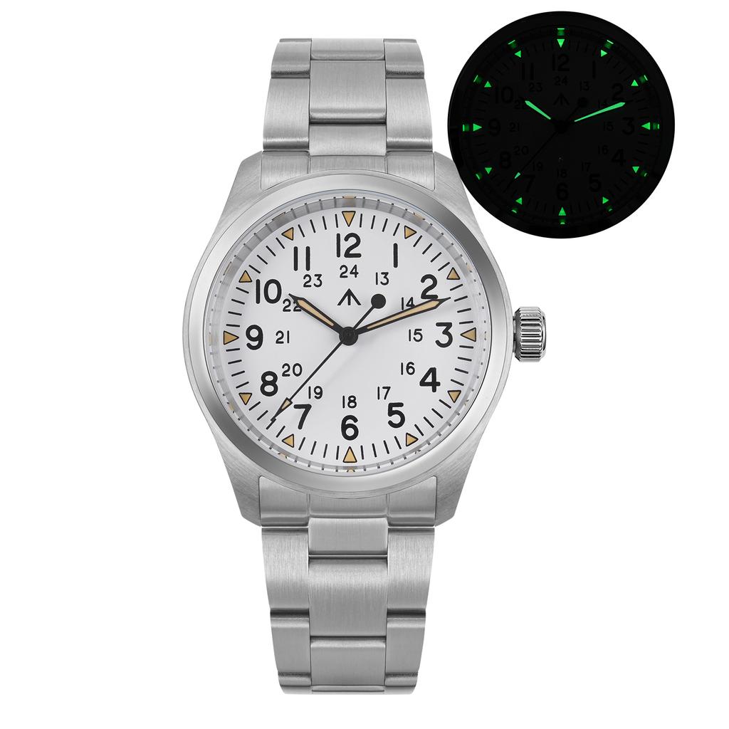 Militado ML08 V2 Vintage Quartz Watch Military VH31 Movement Double Sapphire Crystal C3 BGW-9 Luminous Waterproof 38mm Watch