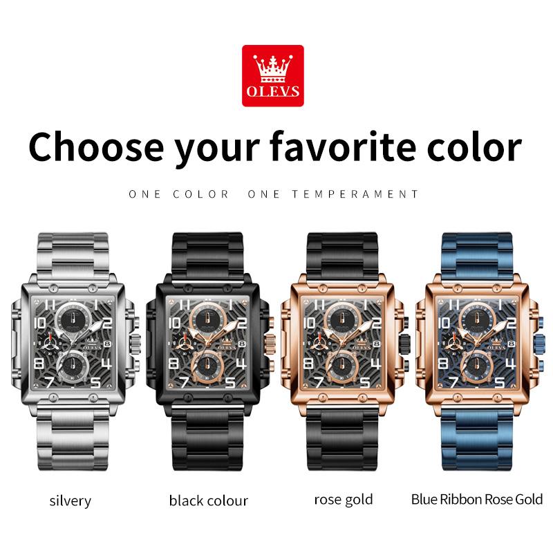 Деловые мужские часы водонепроницаемые светящиеся календарные хронограф квадратные мужские часы из нержавеющей стали кварцевые мужские часы Reloj