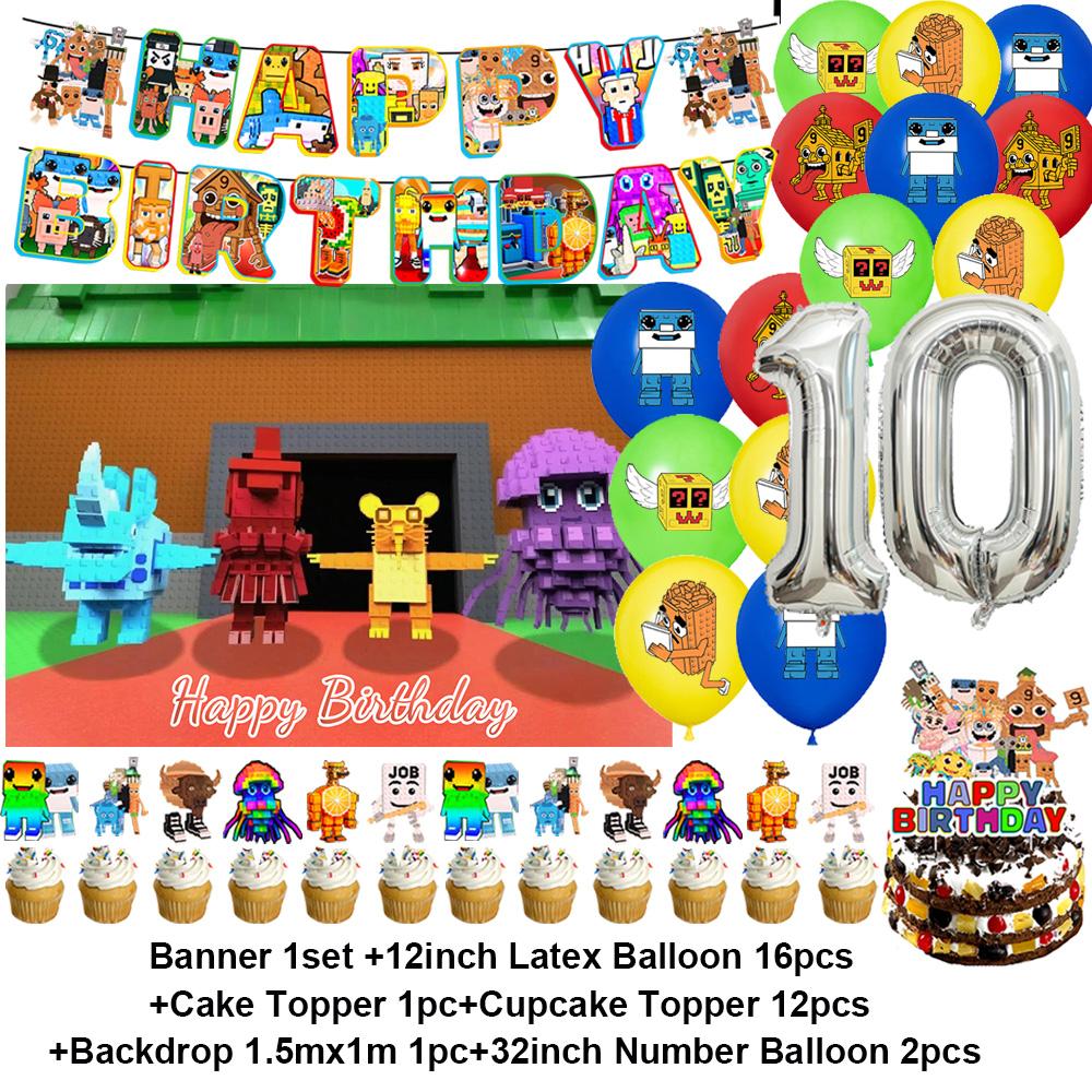 Steal n Catch The Brainrot Birthday Party Decorations Number Balloon Cake Topper Popular Game Background Party Supplies Kid Gift