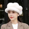 Elegant Faux Fur Beret for Women - Winter Warmth with Adjustable Metal Clasp, Chic Imitation Mink Design, Perfect for Christmas Outings