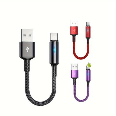 Тканый кабель для быстрой зарядки Apple Android Type-C, короткий кабель 25 см, специальный зарядный кабель для блока питания