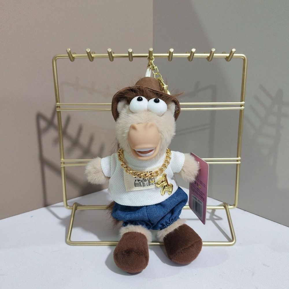 Creative Plush Horse Key Chain Fun Cartoon Steed Doll Funny Zodiac Pony Figurine Home Decoration