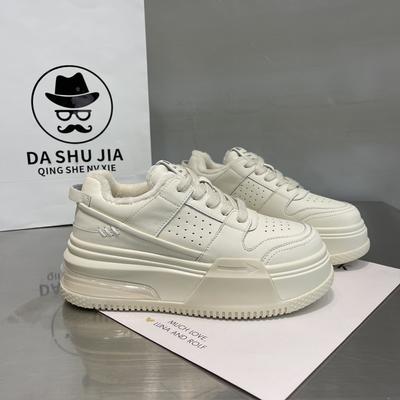 Европейские туфли на кожаной белой подошве для женщин 2024 года, весна-лето, новые флисовые туфли на платформе Muffin, модные повседневные универсальные туфли для сёрфинга