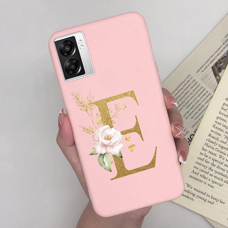 For OPPO A57 4G CPH2387 Cover Flower Letters Soft Silicone Case For OPPO A77 5G Shockproof Shell For Realme V23 5G Fundas Bumper