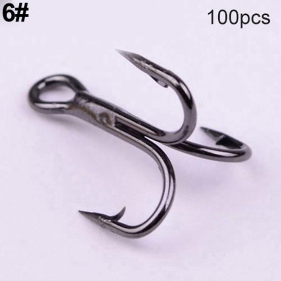 100 шт. тройные крючки из высокоуглеродистой стали, 7 размеров, 2/4/6/8/10/12, снасти для рыболовных крючков