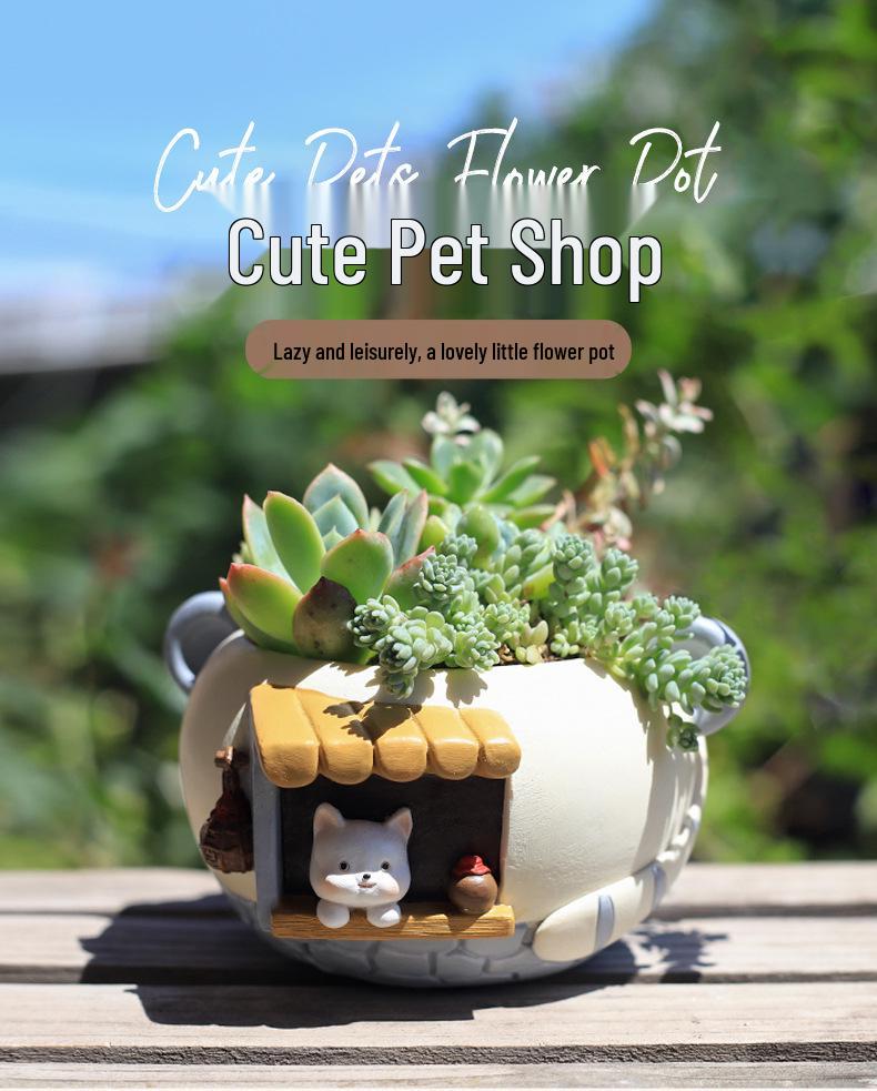 Cartoon Resin Bonsai & Succulent Flower Pots for Home Decor