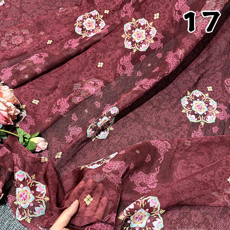100*150см Китайская Древняя Классическая Традиционная Шифоновая Ткань для Шитья Платья Ханфу Юбки Лошадиное Лицо Сценический Костюм