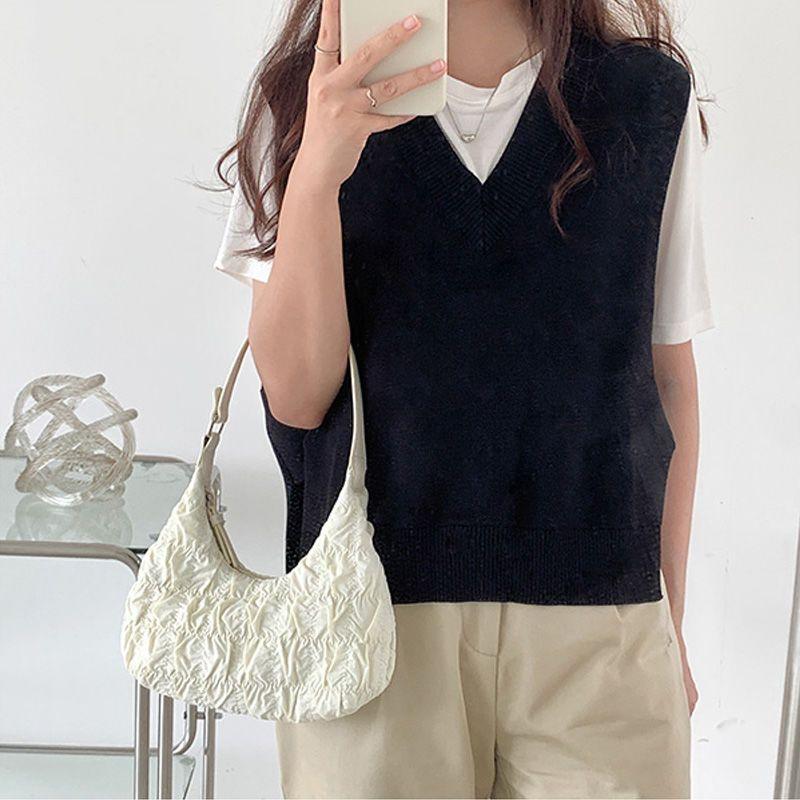 Сумки в стиле «сливки» Девчачьи плиссированные сумки в форме облаков Стильные сумки на одно плечо в форме пельменей Летом Милые и классные сумки подмышками