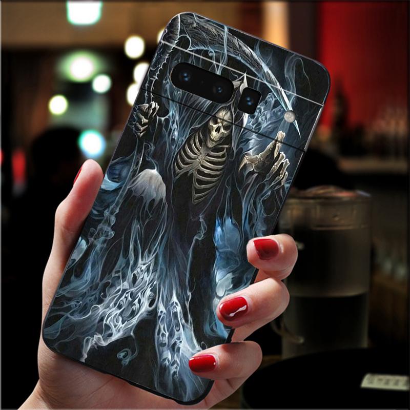 Phone Case For Google Pixel 10 9 Pro XL 9A 8 7 6 Pro Pixel 8A 7A 6A Pixel 8 7 6 5 Grim reaper skull skeleton