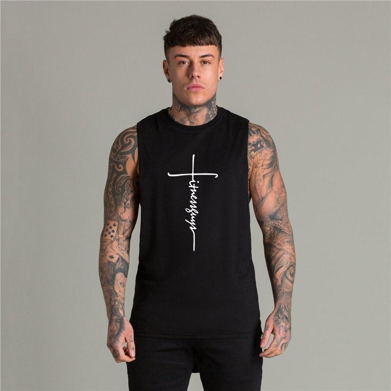 Muscleguys Мужские свободные майки для бодибилдинга с персонализированным принтом, хлопковая удобная футболка без рукавов, тренировочная одежда для мужчин